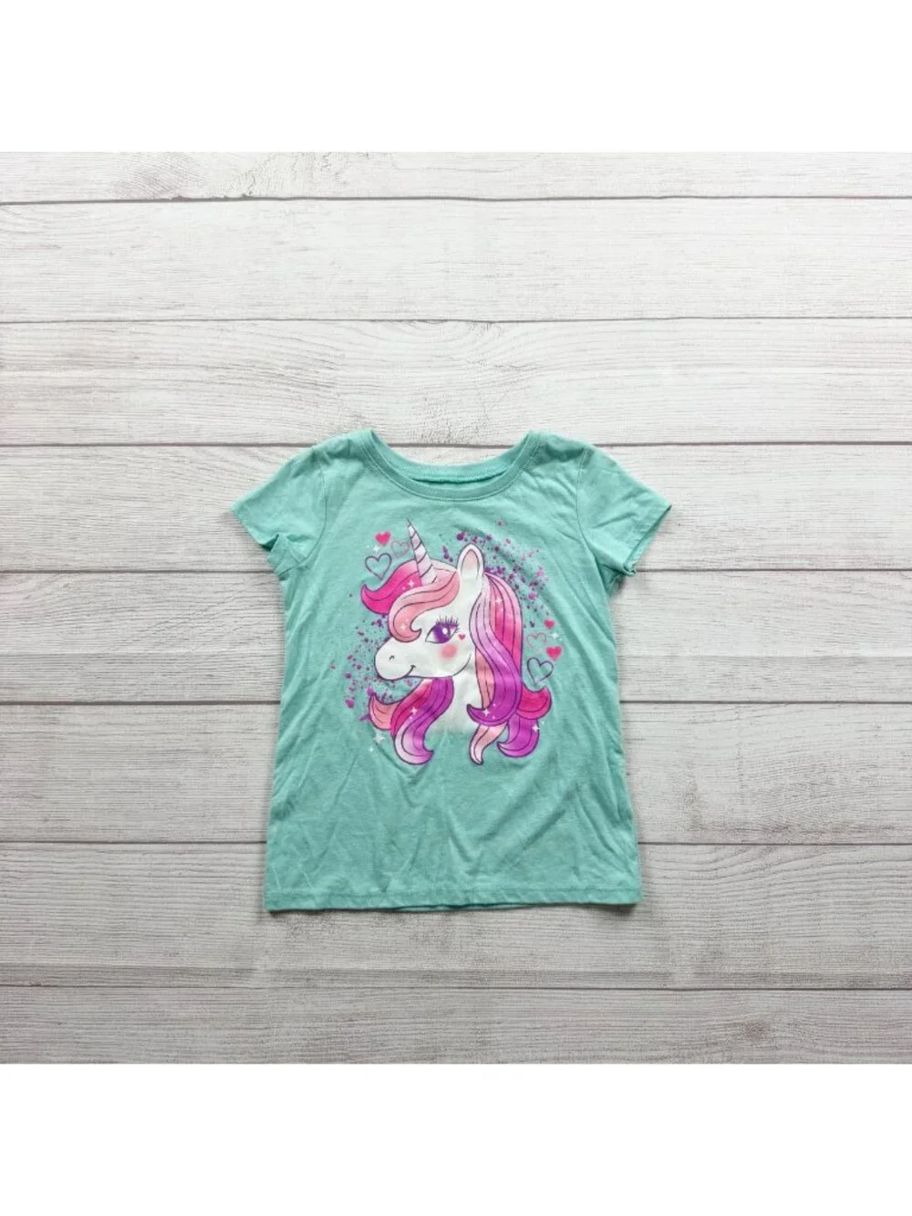The Children’s Place Girls Mint Green Short Sleeve Unicorn Graphic T-Shirt 5T